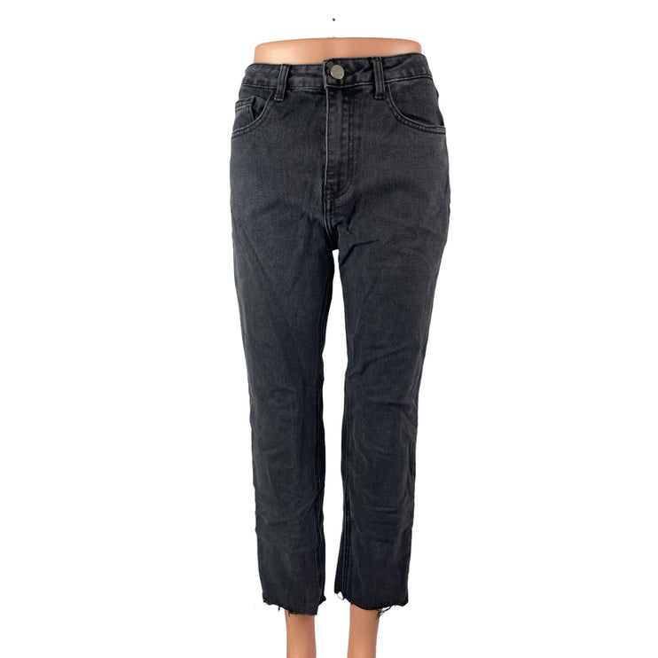 Redial Women's Black Washed High Waisted Mom Straight Leg Denim Jeans Size 6