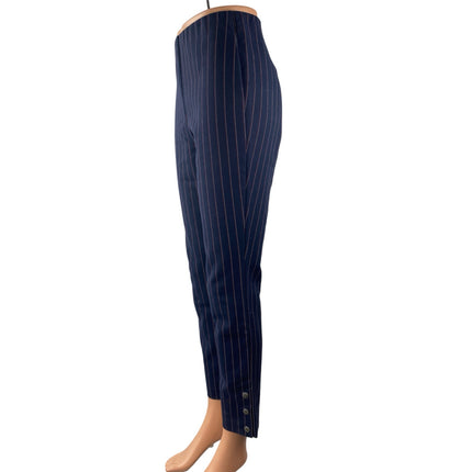 Rag & Bone Simone Snap Ankle Navy Blue Striped High Rise Skinny Trousers Pants 0