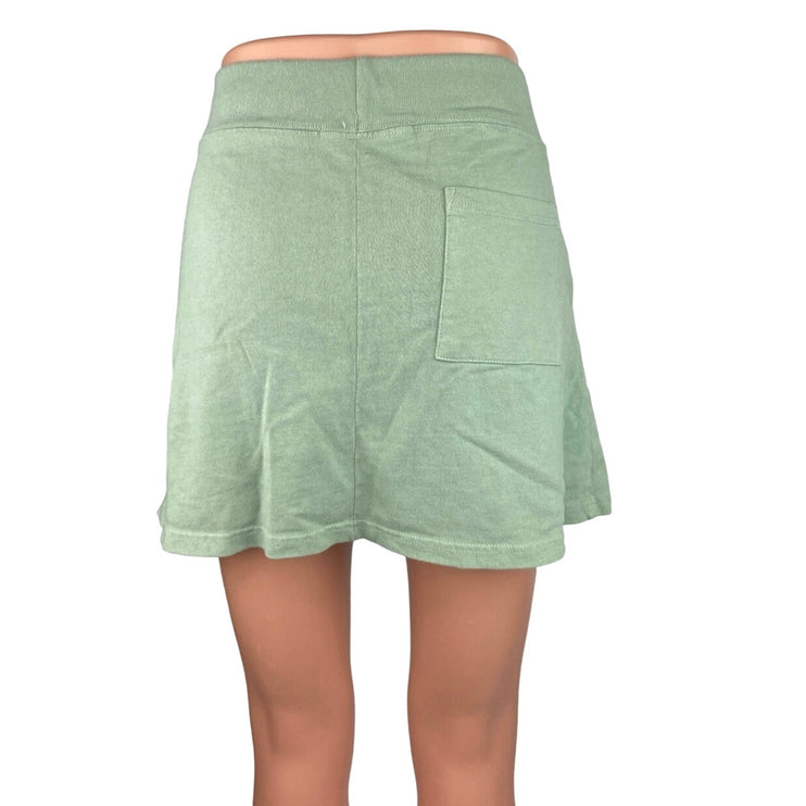 Brandy Melville Green 100% Cotton Drawstring Pockets A Line Mini Skirt Size S