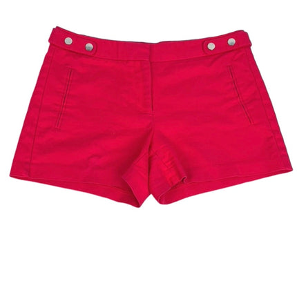 Zara Basic Red Mid Rise Button Stretch Solid Chic Preppy Casual Shorts Size M