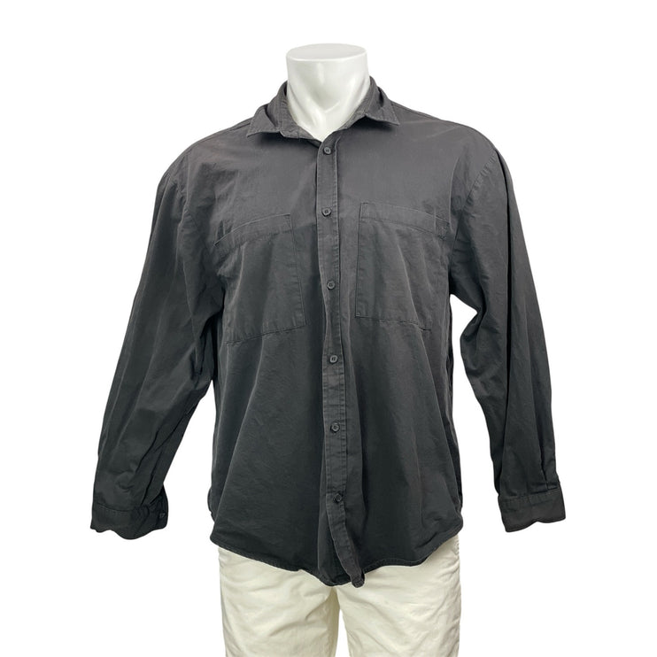 DISSH Men's Dark Gray Long Sleeve Collared Career Button Down Shirt Top Size 4