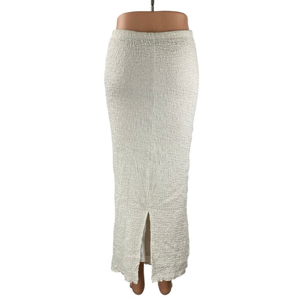 Princess Polly Gazet Womens Cream Textured High Rise Maxi Pencil Bodycon Skirt 2