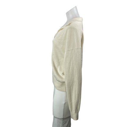 Aritzia Wilfred Women's Cream Wool Knit Long Sleeve Polo Sweatshirt Sweater XS