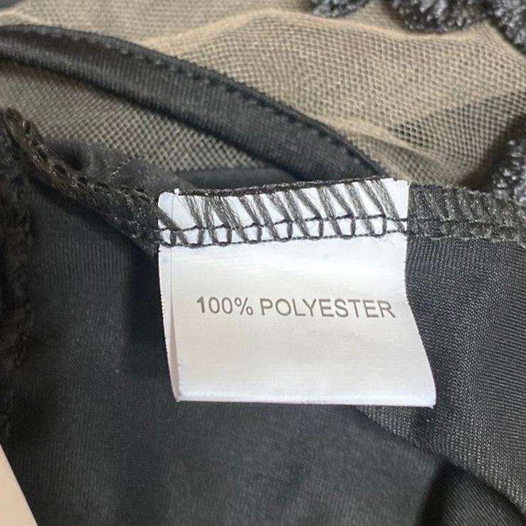 NEW Zaful Black Lace Splicing Halter High Waist One-Piece Swimwear Swimsuit Sz L