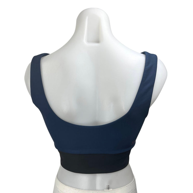 Soul Women's Blue Striped Sleeveless Yoga Workout Athletic Sports Bra Crop Top M
