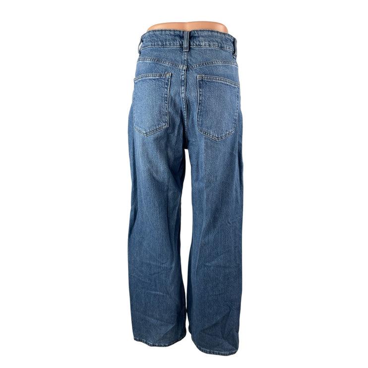 H&M Women's Blue High Waisted Wide Leg Baggy Y2k Casual Denim Jeans Size 8