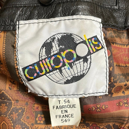 Vintage Cuiropolis Women's Black Faux Leather Zip Up Bomber Jacket Size XL-2XL