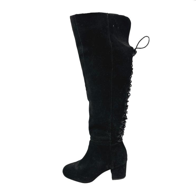 Steve Madden Hansil Women's Black Suede Lace Up Back Round Toe Winter Boots 5.5