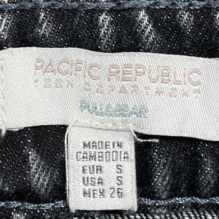 Pacific Republic Black Pleated High Waist Mini Denim A-Line Flared Skirt Size S