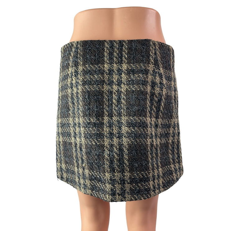 Steve Madden Womens Gray Wool Plaid Tweed High Rise Mini Straight Pencil Skirt M
