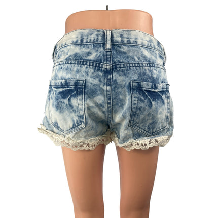 Forever 21 Blue Acid Wash Distressed Raw Hem Cut Off Denim Jeans Shorts Size 30