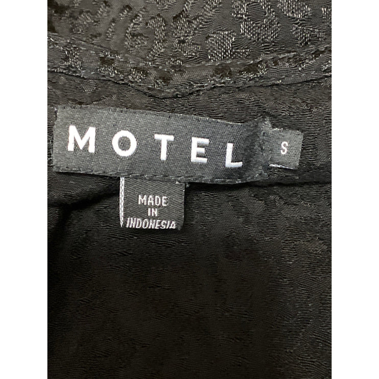 Motel Womens Black Sleeveless Leopard Slit Open Back Cami Midi Slip Dress Size S