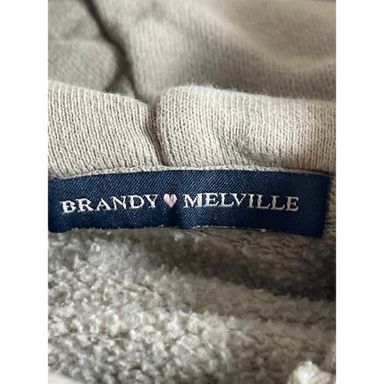 Brandy Melville Women's Beige Fleece Full Zip Hoodie Hooded Sweater Jacket Sz S