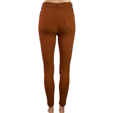 Roma Studio Women's Brown Caramel High Rise Ankle Slim Skinny Denim Jeans Size S