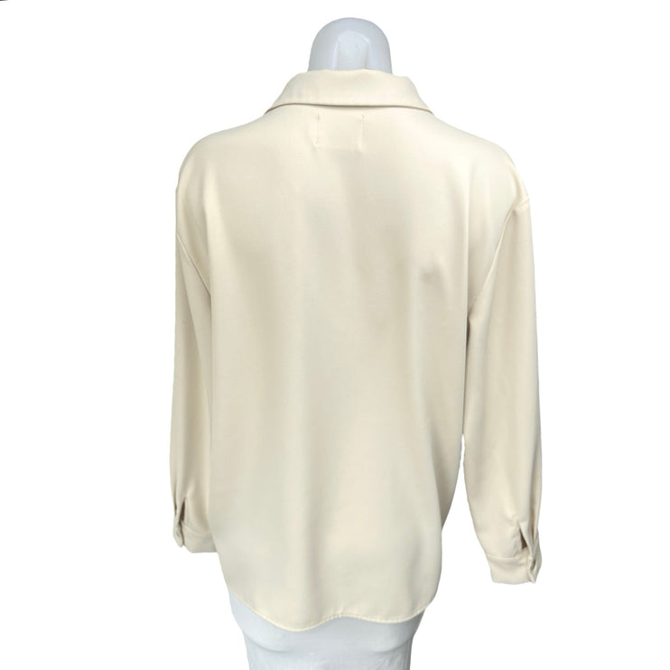 Things Between Women Cream Long Sleeve Notch Collar Button Down Shirt Top Size S