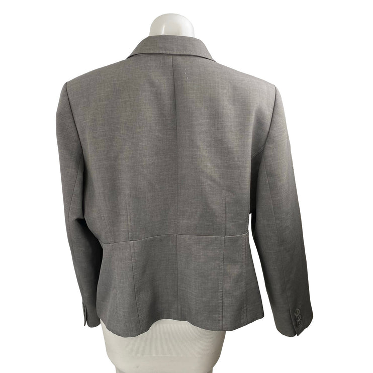 Kasper Women's Gray Long Sleeve Notch Lapel Blazer Coat Suit Jacket Size 16