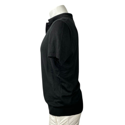 Zara Men's Black Collared Button Short Sleeve Golf Knit Polo Shirt Top Size L