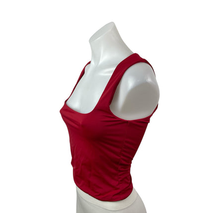 Princess Polly Women's Red Square Neck Sleeveless Slim Fit Crop Tank Top Size 6