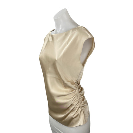 Banana Republic Beige Champagne Silk Satin Drop Sleeve Ruched Blouse Top Size 4