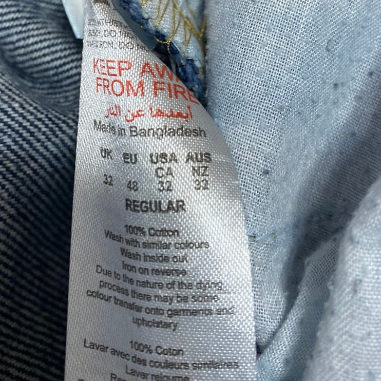 Boohoo Men's Blue Dark Wash Straight Leg Relaxed Fit Denim Jeans Shorts Size 32