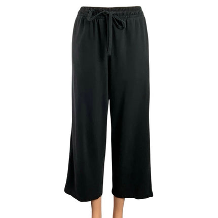 Vince Women's Black Drawstring High Rise Knit Cropped Wide Leg Pants Size XS