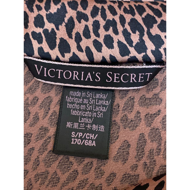 Victoria's Secret Beige Cheetah Silk Satin Side Button Midi A-Line Slip Skirt S