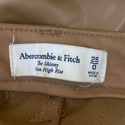 Abercrombie & Fitch Brown Faux Leather Skinny High Rise Split Hem Pants Size 25