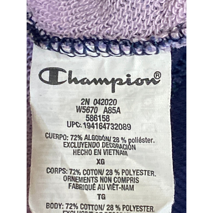 Champion Women's Purple Tie Dye Long Sleeve Knit Round Neck Sweatshirt Top Sz XL