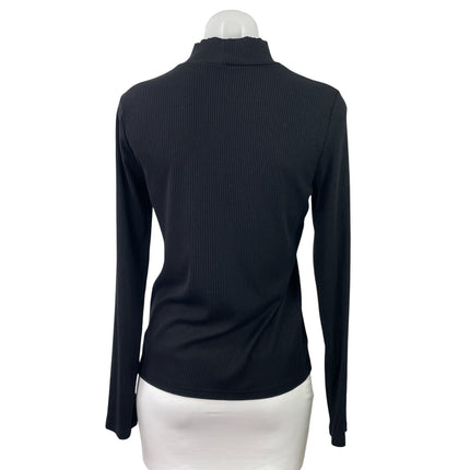 Banana Republic Women's Black Ribbed Knit Mock Neck Long Sleeve Sweater Top M