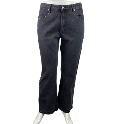 Abercrombie & Fitch The 90s Relaxed High Rise Black Straight Denim Jeans Size 33