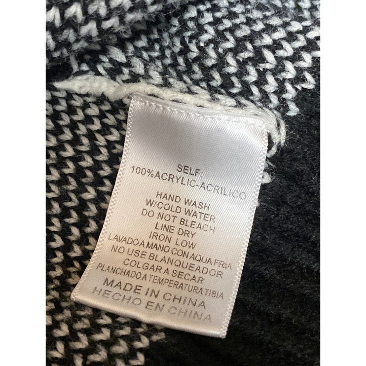 Listicle Black Gingham Check Knit Long Sleeve V Neck Boxy Sweater Top Size S
