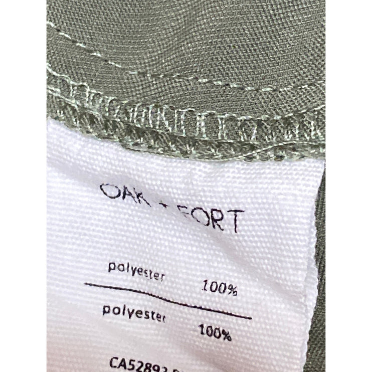 Oak + Fort Women's Green Long Balloon Sleeve Tie Waist Peplum Blouse Top Size XS