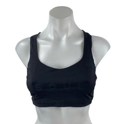 Lululemon Free To Be Serene Black Strappy Yoga Athletic Crop Top Sports Bra Sz 8