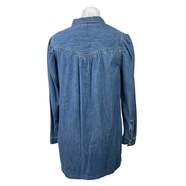 Gap Womens Blue Long Sleeve Button Collared Denim Jeans Mini Shift Dress Size SP