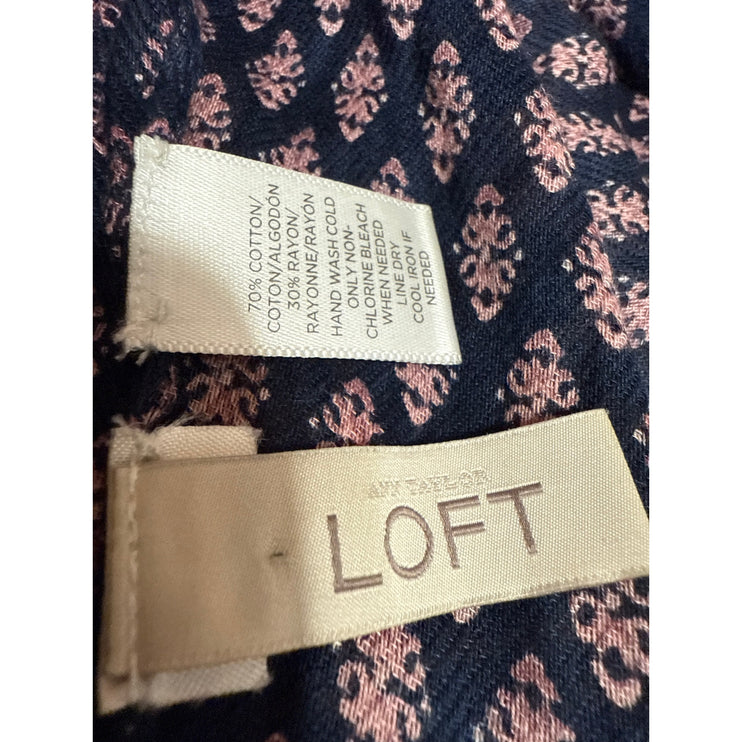 Ann Taylor LOFT Women's Navy Blue Multicolor Floral Shawl Wrap Scarf One Size