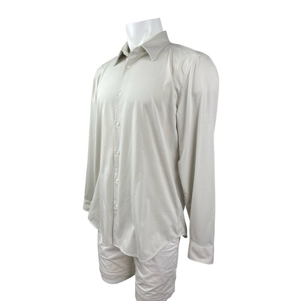 Theory Sylvain Men's Gray Long Sleeve Knit Casual Button Down Shirt Top Size XL
