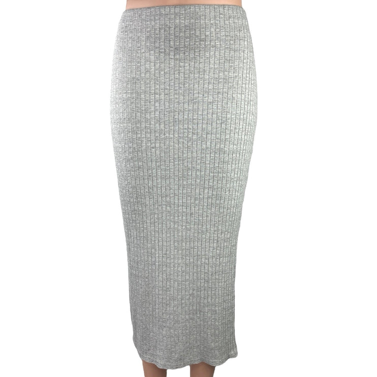 Missguided Gray Ribbed Stretch Knit Tie Waist Bodycon Pencil Midi Skirt Size 4