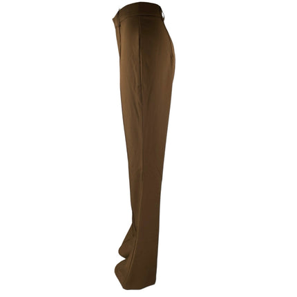 boa. Women's Brown Pintucked High Waisted Bootcut Flared Trousers Pants Size S