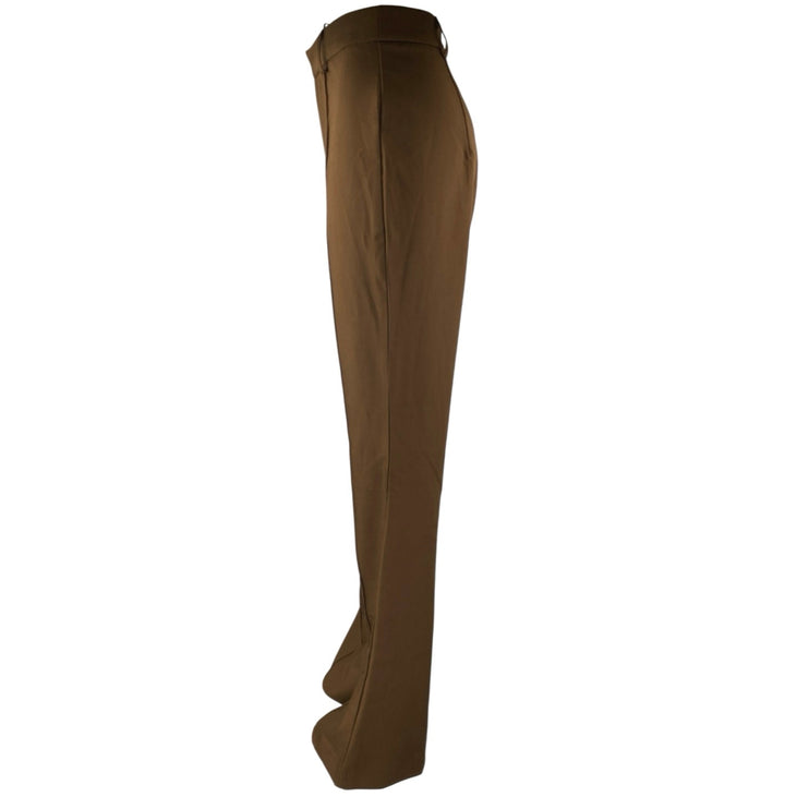 boa. Women's Brown Pintucked High Waisted Bootcut Flared Trousers Pants Size S