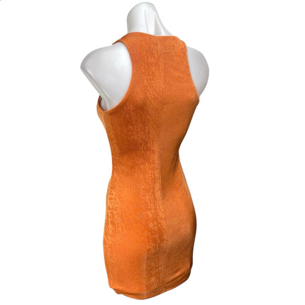 Lioness Orange Velvet Velour Sleeveless Racerback Tank Mini Bodycon Dress Size S