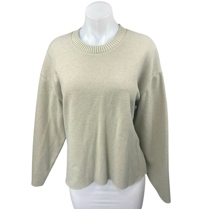 Zara Women's Cream Beige Knit Long Sleeve Crew Neck Sweatshirt Sweater Top Sz L