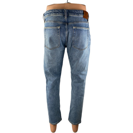 Flint and Tinder Men's Blue Faded High Rise Straight Skinny Denim Jeans Pants 32