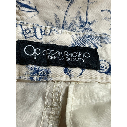 OP Ocean Pacific Men's Beige Hawaiian Beach Bermuda Chino Khaki Shorts Size 34