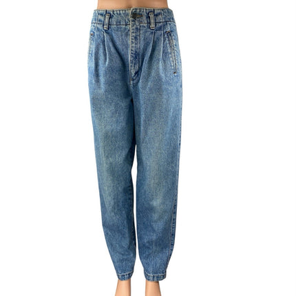 Gap Women's Blue High Waisted Pleated Baggy Tapered Leg Denim Jeans Pants 9/10