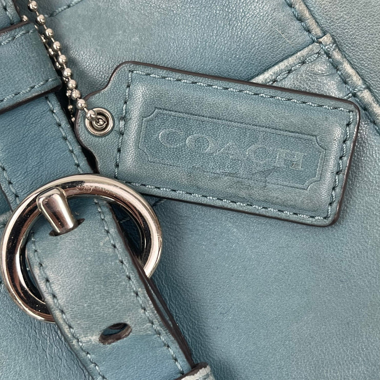 Coach Chelsea Teal Blue 100% Leather Crossbody Zipper Satchel Bag Handbag OS