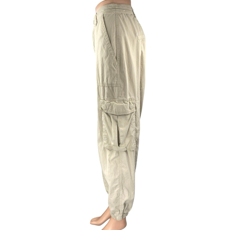 Abercrombie & Fitch Women's Beige Tapered Jogger Barrel Trousers Cargo Pants M