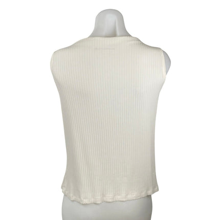 Abercrombie & Fitch Women's White Sleeveless Button Down Crop Tank Top Size L