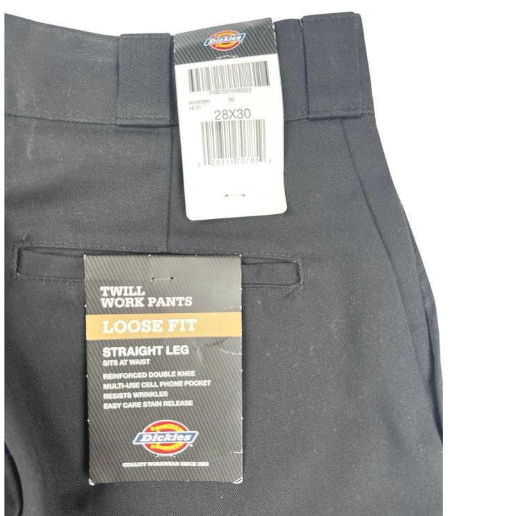 NEW Dickies Men's Black Ankle Relaxed Fit Straight Twill Work Pants Size 28x30