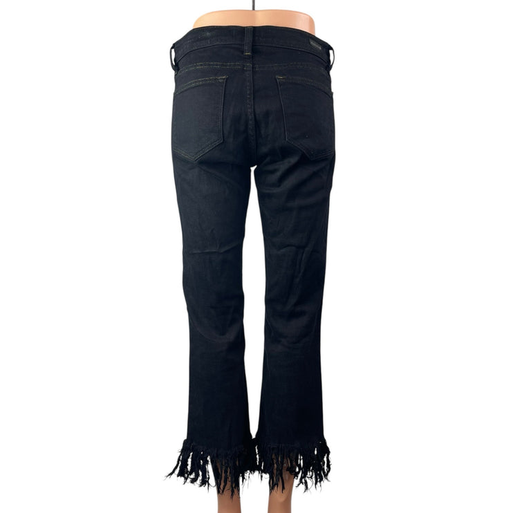 Principle Denim Innovators Black Fringe Raw Hem Mid Rise Straight Denim Jeans 27