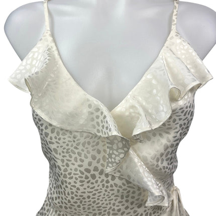 Rebecca Minkoff White Silky Satin Ruffle Wrap Tie Cami Tank Blouse Top Size M